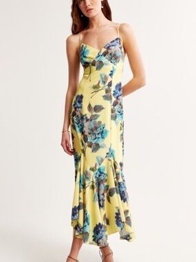 Abercrombie & Fitch mermaid slip maxi dress 💛🩵